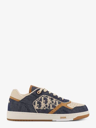 Dior Men Dh Sn B27 Uptow Denim And Leather Sneakers