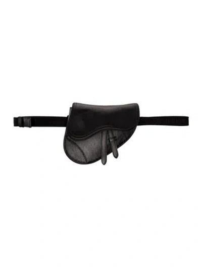 Pre-owned Dior Men Diamante Christian Dior Saddle Mini In Black