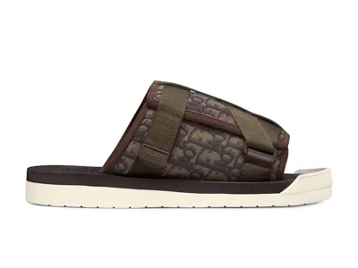 Pre-owned Dior Men's  Alpha Sandal Sneakers In Ebony  Oblique Jacquard