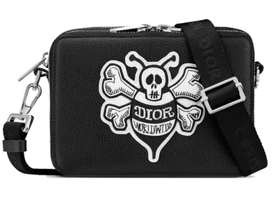 Pre-owned Dior Men's  And Shawn Pouch With Strap In Black