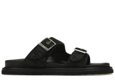 Pre-owned Dior Men's  Aqua Sandals Oblique Canvas Sneakers In Black