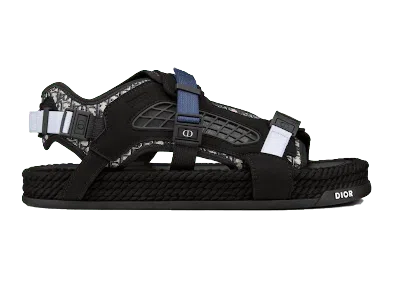 Pre-owned Dior Men's  Atlas Sandal Suede Sneakers In Black/navy Blue