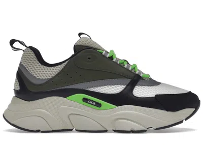 Pre-owned Dior Men's  B22 Black Sneakers In Cream/white/olive