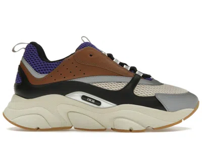 Pre-owned Dior Men's  B22 Black Sneakers In Violet/cream/coffee In Multi