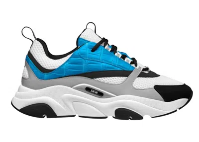 Pre-owned Dior Men's  B22 Light Croc Sneakers In White/grey/blue In Multi