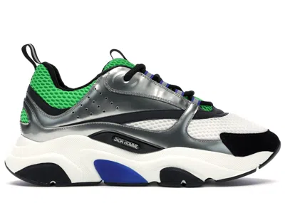 Pre-owned Dior Men's  B22 Silver Sneakers In Green/grey/black In Multi