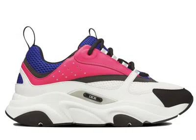 Pre-owned Dior Men's  B22 Sneakers In White/neon Pink/purple In Multi