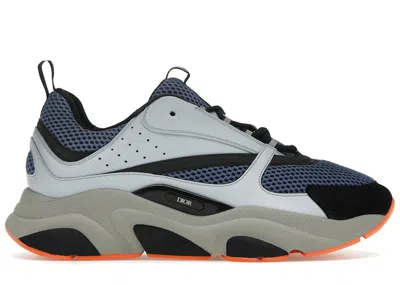 Pre-owned Dior Men's  B22 Technical Mesh Orange Sneakers In Lightin Blue/light Blue/grey