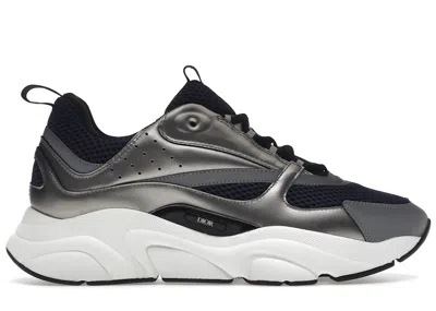 Pre-owned Dior Men's  B22 Technical Mesh White Sneakers In Blue/silver/tone