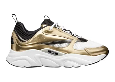 Pre-owned Dior Men's  B22 Tone Sneakers In White/black/gold In Multi