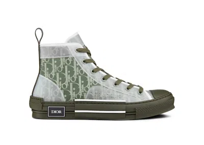 Pre-owned Dior Men's  B23 Canvas Sneakers In Olive/oblique
