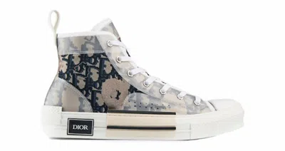 Pre-owned Dior Men's  B23 High Canvas Safari Oblique Sneakers In Beige