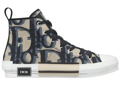 Pre-owned Dior Men's  B23 High Maxi  Oblique Sneakers In Beige/black
