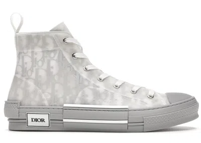 Pre-owned Dior Men's  B23 High Oblique Sneakers In Grey/white In Multi
