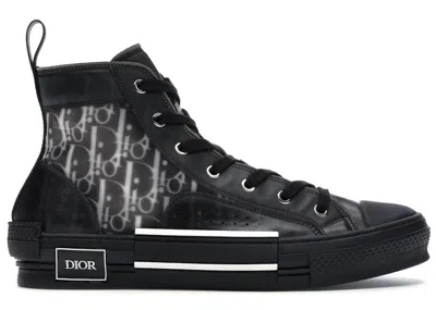 Pre-owned Dior Men's  B23 High Top Canvas Oblique Sneakers In Black