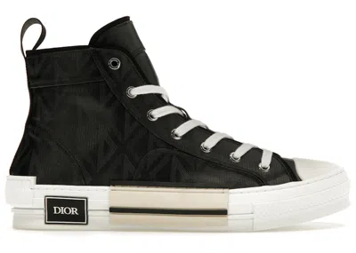 Pre-owned Dior Men's  B23 High Top Cd Diamond Sneakers In Black/white