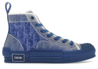 Pre-owned Dior Men's  B23 High Top  Oblique Canvas Sneakers In Blue