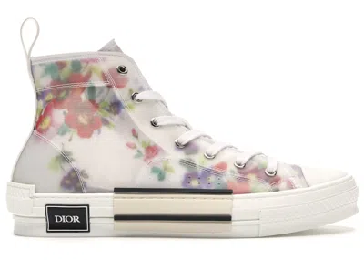 Pre-owned Dior Men's  B23 High Top Flowers Sneakers In Oblique