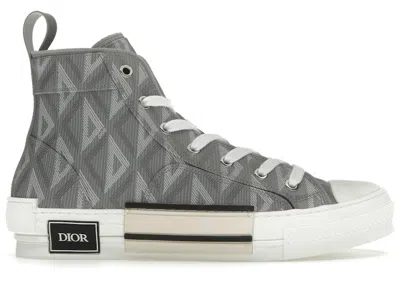 Pre-owned Dior Men's  B23 High Top Gray Cd Diamond Sneakers In Grey/white