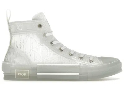 Pre-owned Dior Men's  B23 High Top Raised Oblique Sneakers In White