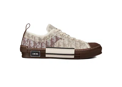 Pre-owned Dior Men's  B23 Low Coffee Oblique Canvas Sneakers In Brown/beige