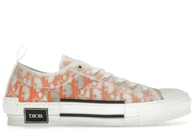Pre-owned Dior Men's  B23 Low Oblique Canvas Sneakers In Orange/white In Multi