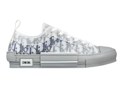 Pre-owned Dior Men's  B23 Low Oblique Sneakers In White/navy Blue/grey