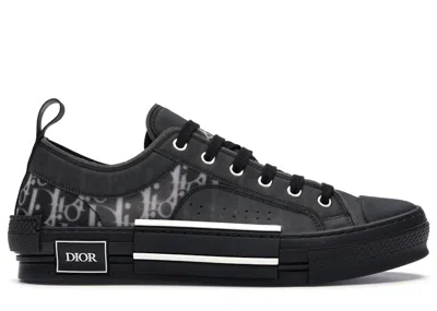 Pre-owned Dior Men's  B23 Low Top Canvas Oblique Sneakers In Black