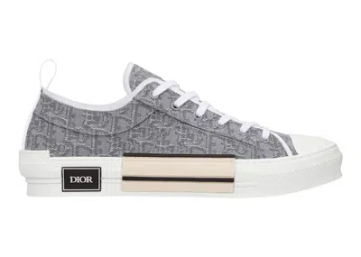 Pre-owned Dior Men's  B23 Low Top Thread  Oblique Jacquard Sneakers In Ruthenium Metallic/white