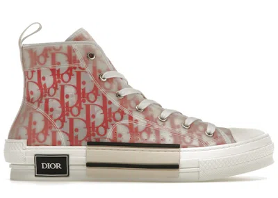Pre-owned Dior Men's  B23 Oblique Sneakers In White/red