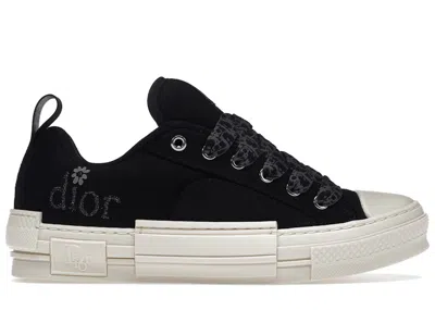 Pre-owned Dior Men's  B23 Skater Low Top Erl Cotton Canvas Sneakers In Black/white