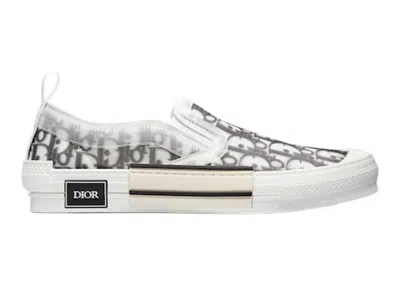 Pre-owned Dior Men's  B23 Slip On  Oblique Canvas Sneakers In Black/white