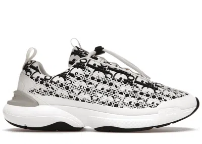 Pre-owned Dior Men's  B24 Oblique Cannage Motif Sneakers In Black/white