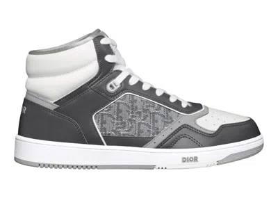 Pre-owned Dior Men's  B27 High  Oblique Jacquard Threads Sneakers In Anthracite/white/ruthenium Metallic In Multi
