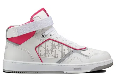 Pre-owned Dior Men's  B27 High Neon Sneakers In White/grey/pink In Multi