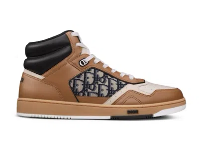 Pre-owned Dior Men's  B27 High Sneakers In Coffee/cream/black In Multi