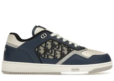 Pre-owned Dior Men's  B27 Low Beige Black  Oblique Jacquard Sneakers In Blue/cream/ Gray In Multi