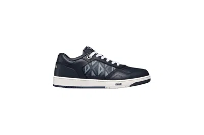 Pre-owned Dior Men's  B27 Low Cd Diamond Sneakers In Navy Blue/white In Multi