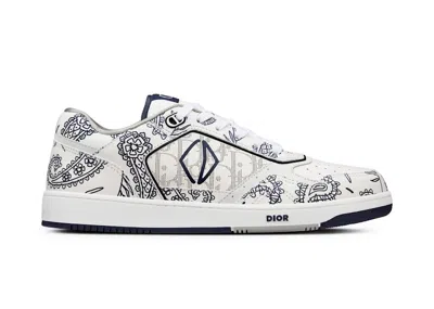 Pre-owned Dior Men's  B27 Low Cd Paisley  Oblique Sneakers In White/navy/blue