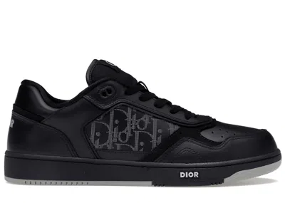 Pre-owned Dior Men's  B27 Low Leather Sneakers In Black  Oblique Galaxy/grey