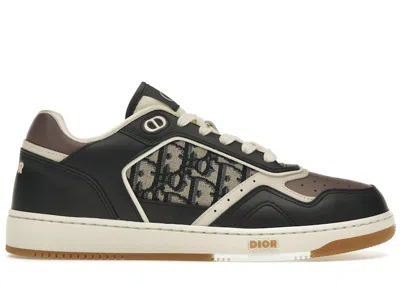 Pre-owned Dior Men's  B27 Low Plum  Oblique Jacquard Sneakers In Deep Blue/plum Smooth Calfskin/beige In Multi