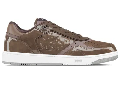 Pre-owned Dior Men's  B27 Low Plum Patent  Oblique Gravity Embossed Sneakers In Plum Patent Calfskin/ O