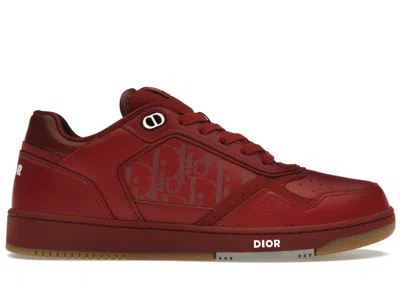 Pre-owned Dior Men's  B27 Low World Tour Sneakers In Red/ Oblique
