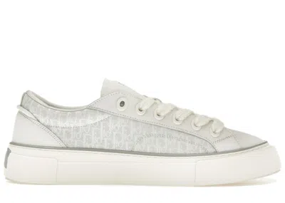 Pre-owned Dior Men's  B33 Sneaker White Smooth Calfskin Oblique Jacquard Sneakers In White Smooth Calfskin And