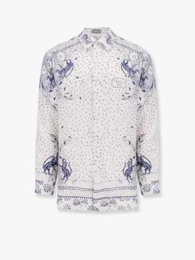 Dior Men  Blue Shirts In White
