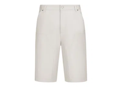 Pre-owned Dior Men's  By Birkenstock Cd 1947 Carpenter Bermuda Shorts In Ecru Cotton Denim