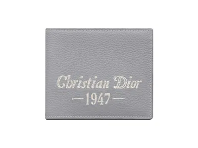 Pre-owned Dior Men's  By Birkenstock Christian  1947 Signature (8 Card Slot) Wallet In  Gray