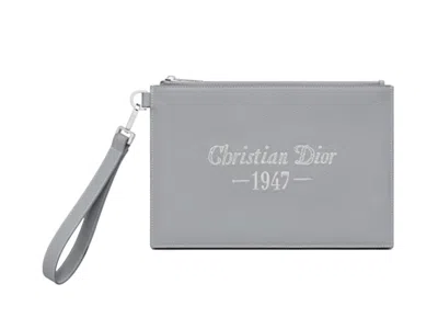 Pre-owned Dior Men's  By Birkenstock Christian  1947 Signature A5 Pouch In  Gray