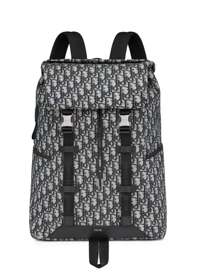 Pre-owned Dior Men's  Explorer Backpack Oblique Jacquard In Beige/black