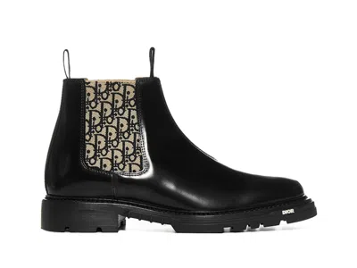 Pre-owned Dior Men's  Explorer Chelsea Boots Sneakers In Black/beige Oblique